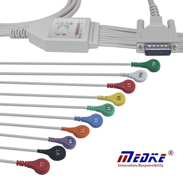 3M 15-Pin Schiller ECG Cable – Compatible With AT-1, AT-2 PLUS, Welch Allyn CP10/CP20, Bionet CardioCare 2000